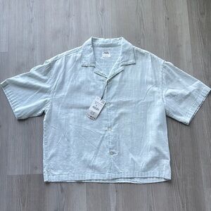 Zara Men's Casual Light Blue Button Down Shirt